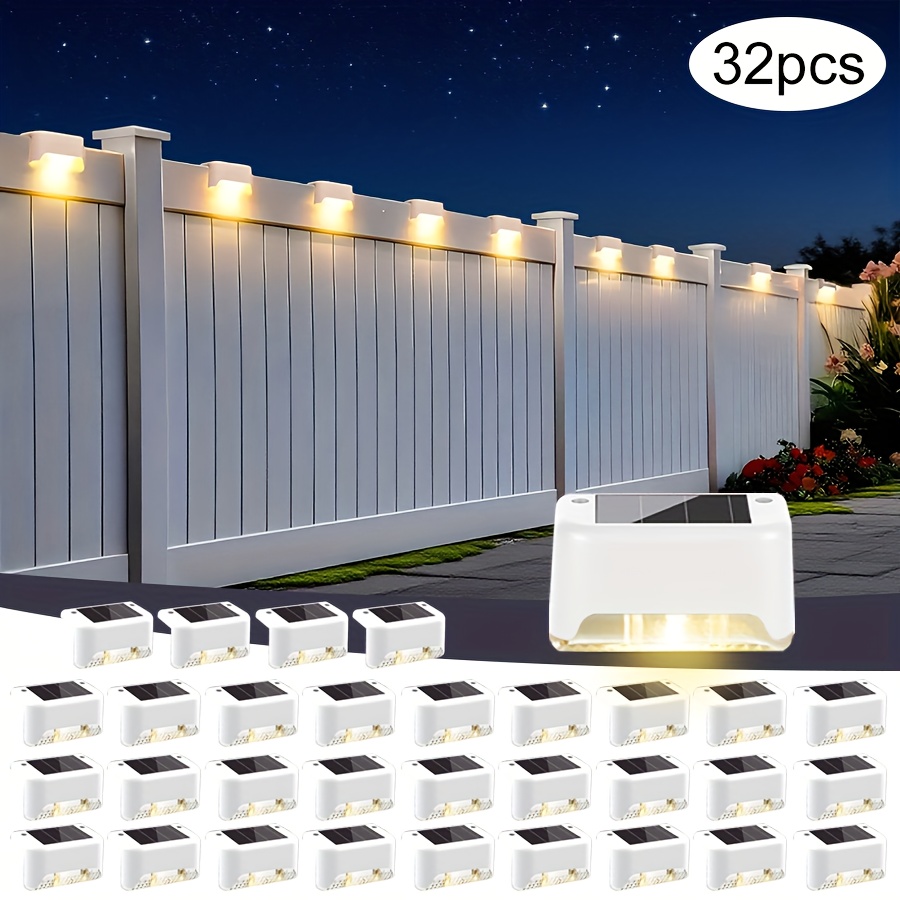 TEMU 32pcs Solar Powered Led Deck Lights - Auto , Ideal Step Light For Commercial Spaces Like Malls, Hotels, And Libraries, Fence Lights For Outdoor