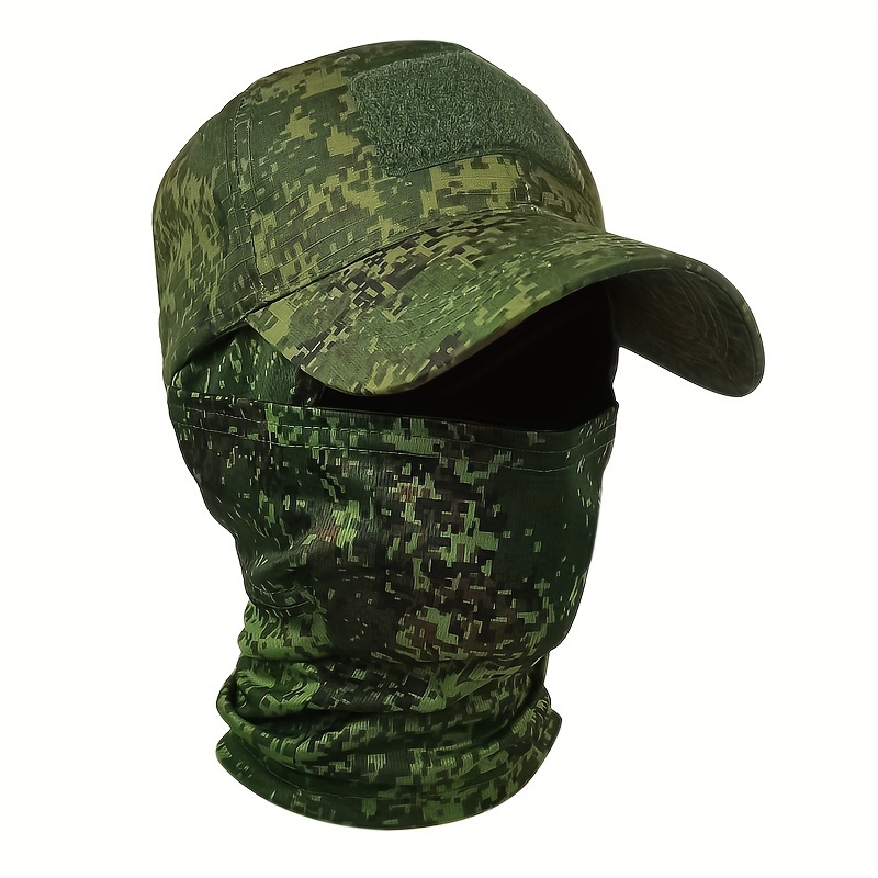 2pcs Camouflage Balaclava and Boonie Hat Set for Fishing, Mountaineering, and Outdoor Sports,Temu