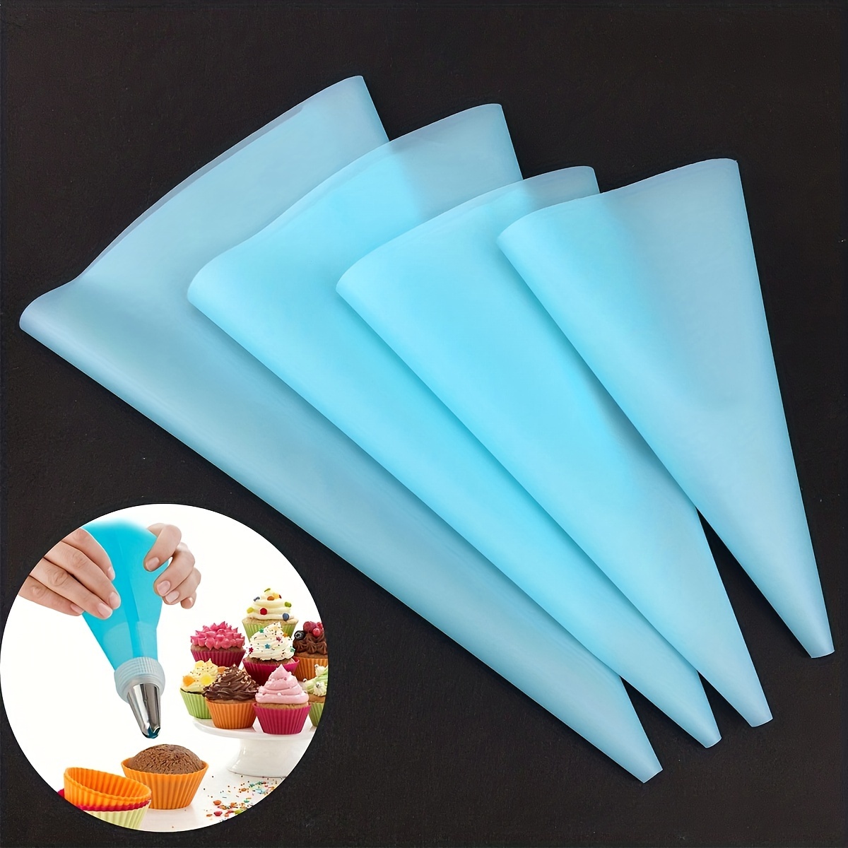 

4pcs Blue Cake Decorating Cream Bag, Piping Bag, Icing Bag, Baking Decorating Tools, Cake Decorating Tools, Baking Supplies For Chocolate Cupcake, Icing Cream Frosting Bags, Diy Kitchen Tool