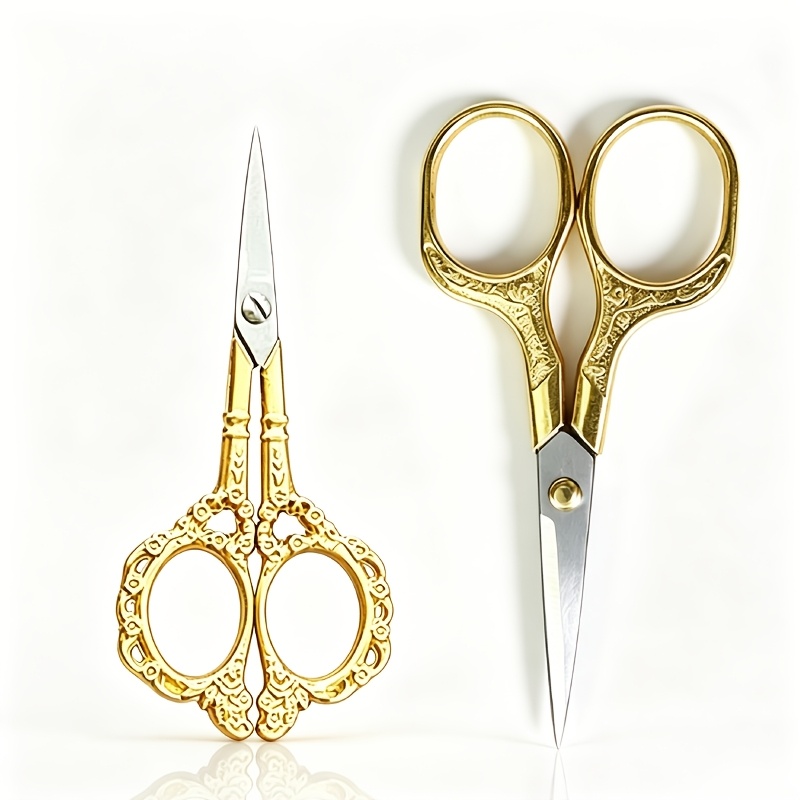 TEMU 2pcs Set Of Retro European Style Stainless Steel Precision Scissors, Universal For Crafts, Embroidery, And Office Trimming, Sharp And Durable,