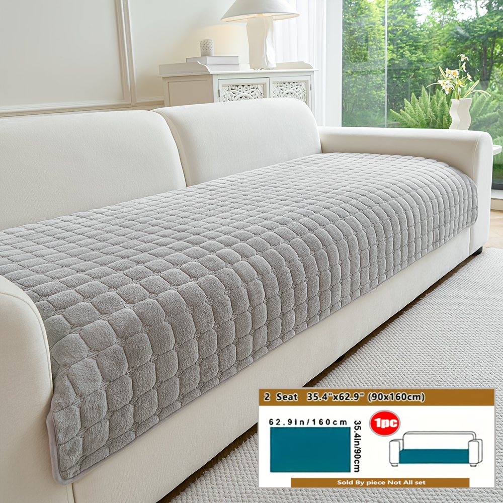 TEMU 1pc Solid Color Sofa Cushion, Soft Thick Short Plush Sofa Cover, European And Modern Minimalist Warm Sofa Protection Cover, Pet Friendly Anti