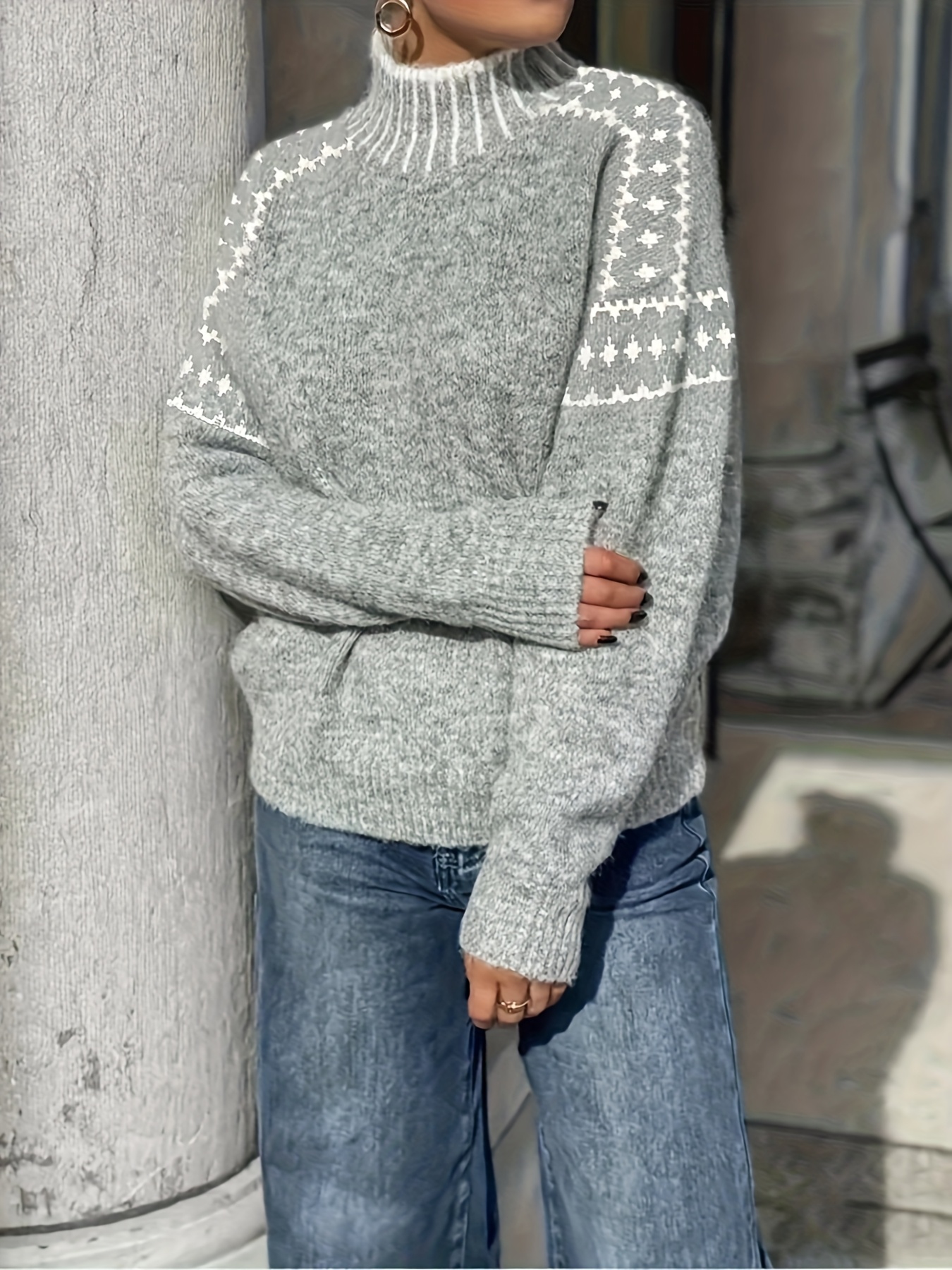 womens elegant half high neck sweater chic office party Temu