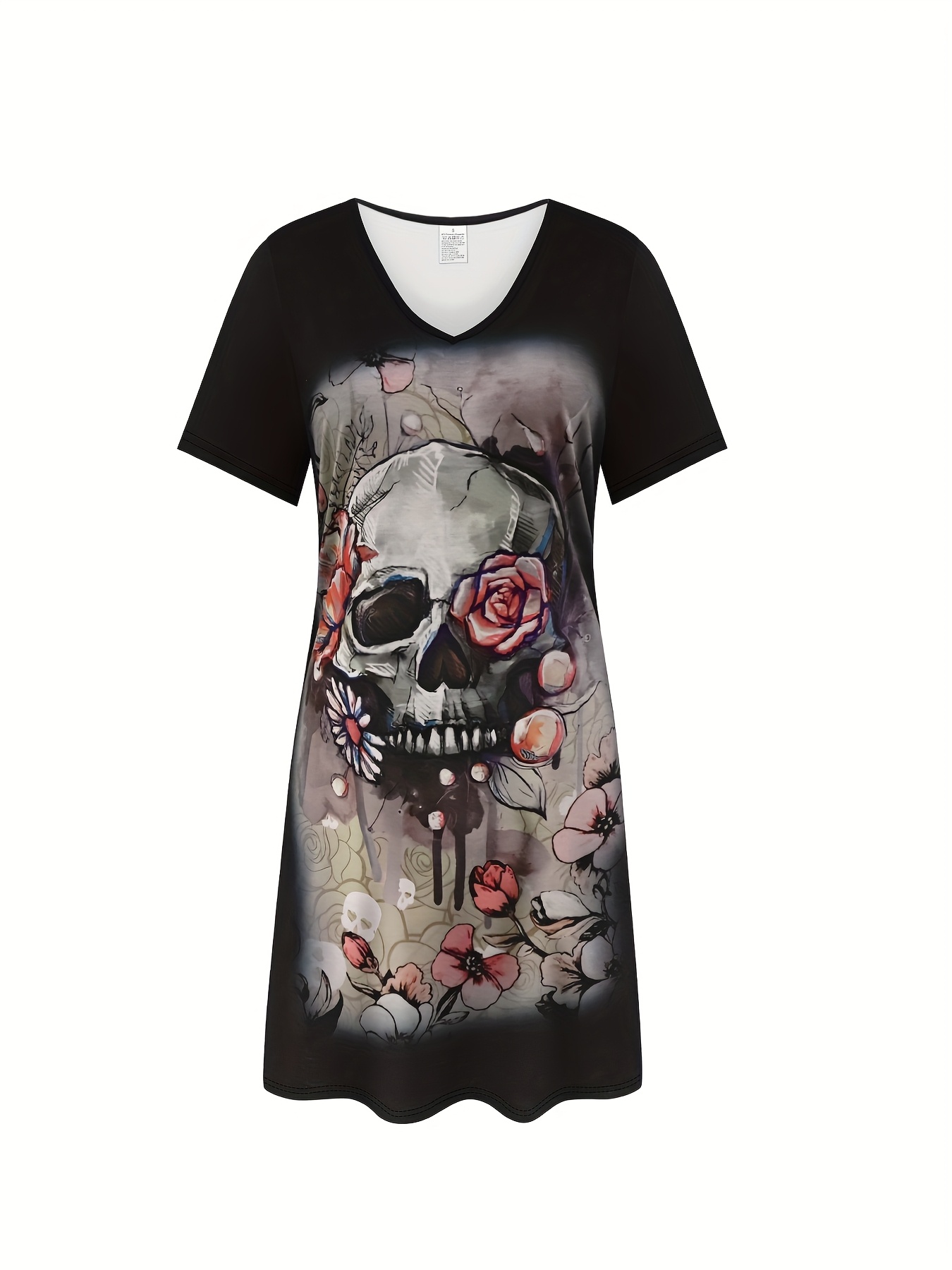 women's casual short sleeve dress abstract skull floral 3d Temu