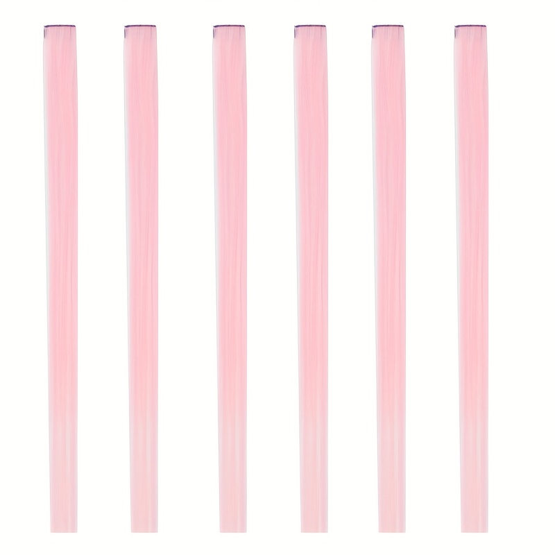 TEMU 6pcs Colorful Clip In Hair Extensions 22 Inch Straight Synthetic Hairpieces For Women Girls Daily Party Halloween