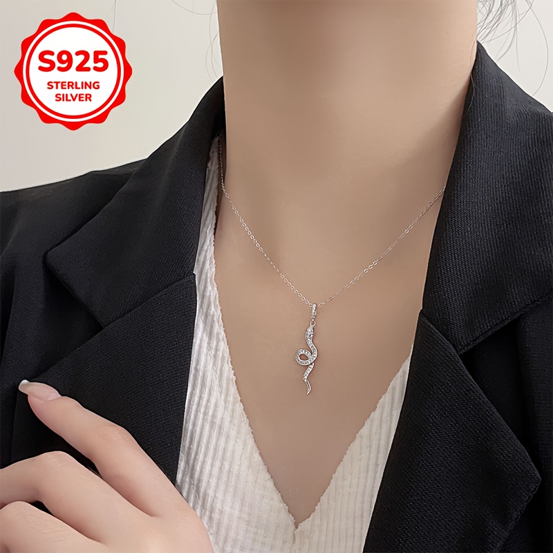 925 Hypoallergenic Stylish Snake Collarbone Chain Necklace for Women