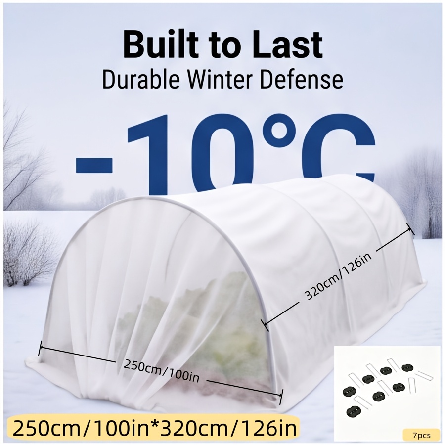 TEMU Protection de Plantes en Tissu Anti-Gel, avec 7 Ensembles de Clous et de Tapis, Couverture de Jardin en Tissu, Couverture d'Extérieur pour