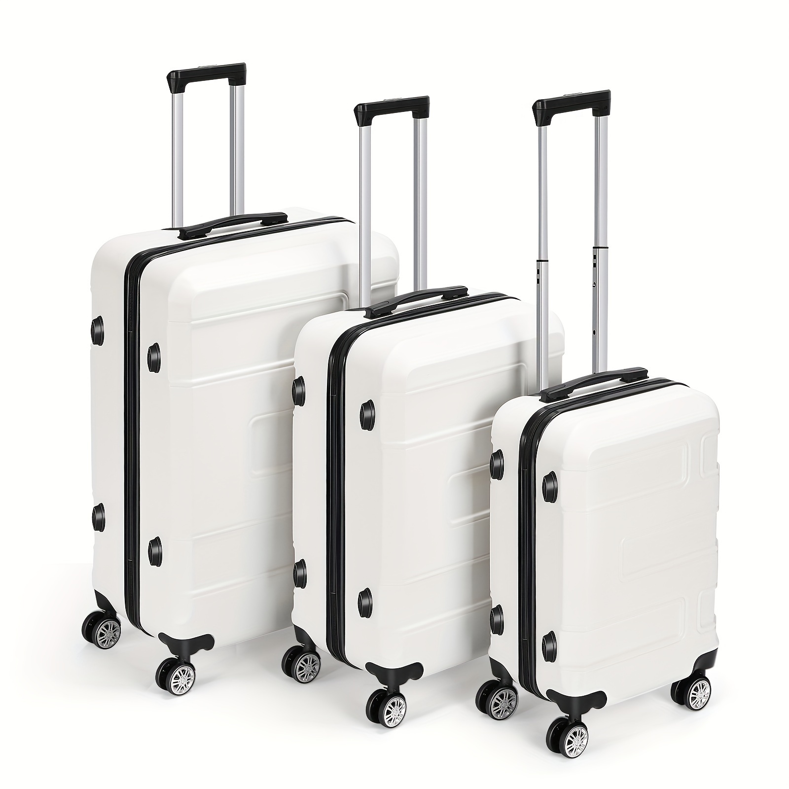 Trolley Bag White Hardside Luggage Set 3pcs White Luggage Set
