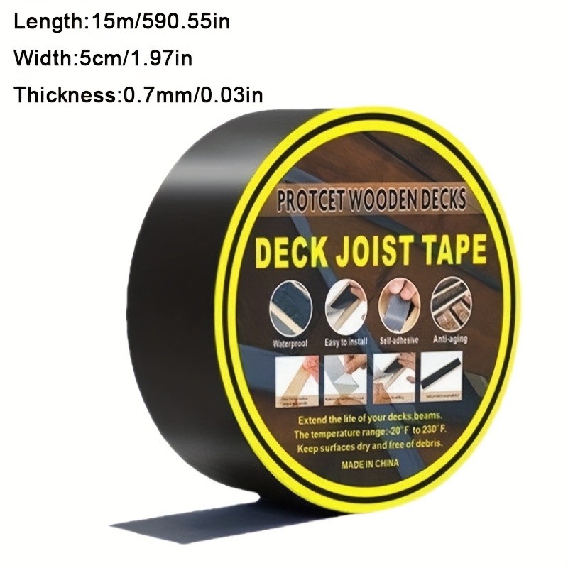 TEMU Heavy-duty Waterproof Self-adhesive Butyl Tape - Industrial-strength Decking Joist Tape, For Deck Construction, Flooring, Roofing, Marine,