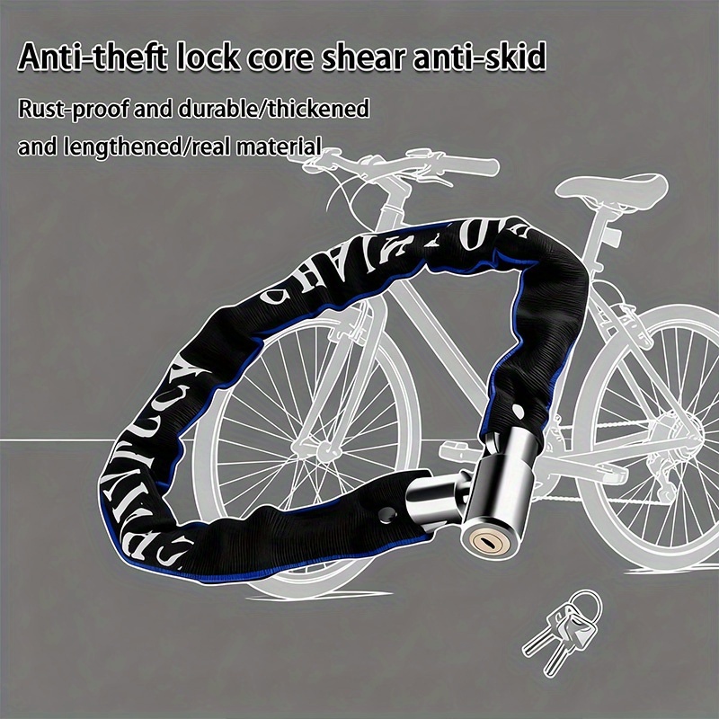 TEMU Bicycle Chain Lock Portable Anti-theft Mtb Mountain Bike Lock With 2 Keys For Scooter Electric E-bike