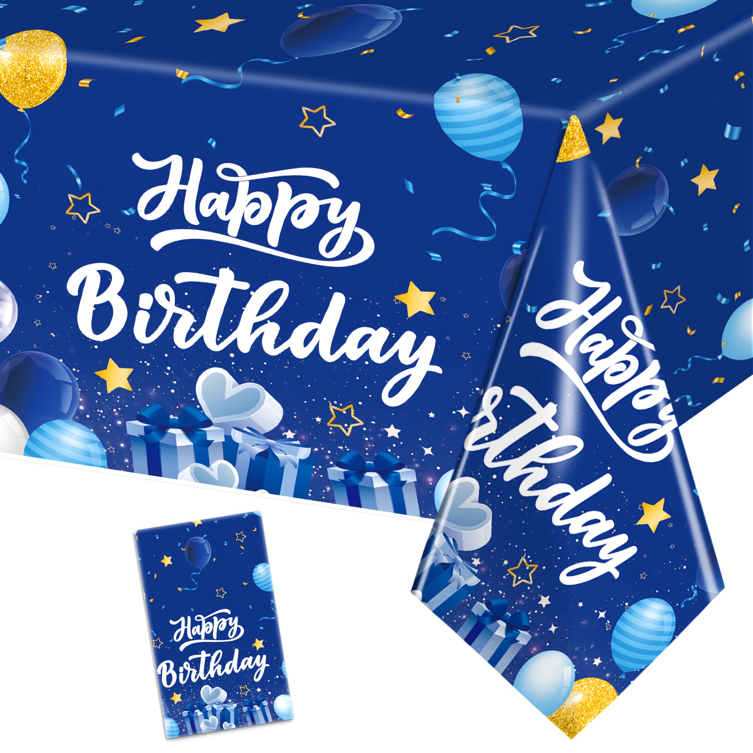 TEMU 1pc/3pcs, Party Tablecloth, Blue Birthday Party Tablecloth