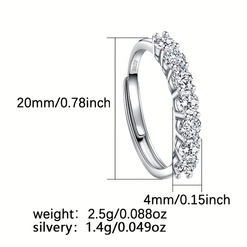 925 Silver Women's Ring with Synthetic Zirconia - Adjustable and Elegant