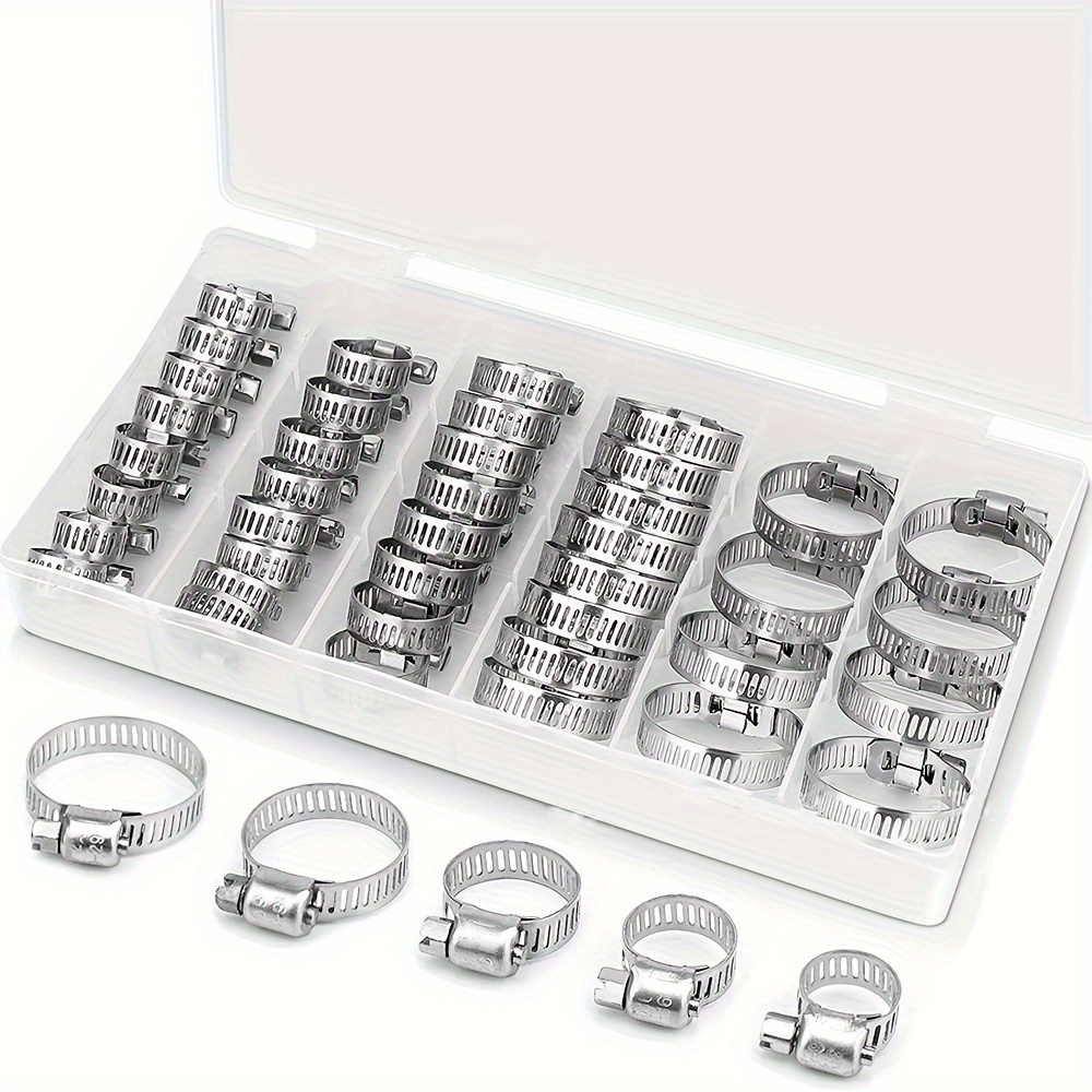 

40pcs Hose Clamp Set, 1/4" - 1-1/8" (6-29mm), 304 Stainless Steel Worm Gear Hose Clamps, For Pipe, Intercooler, Plumbing, Tube And Fuel Line