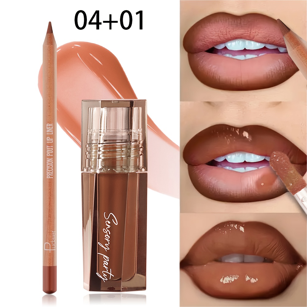 2pcs/set Lip Liner And Gloss Duo Smooth - Long-lasting, With A Moisturizing Shine Suitable For Looks. Halloween
