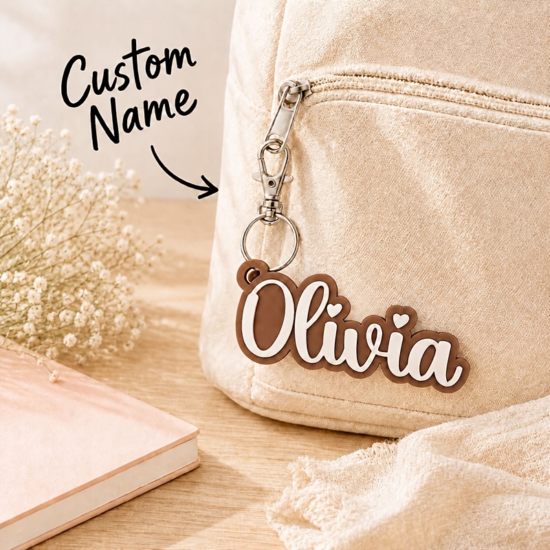 TEMU [2d Flat] [2d Flat] [custom] 1pc Personalized Text Name Acrylic Keychain Double-layer Heart Hand-written Plate Lobster Backpack Water Cup