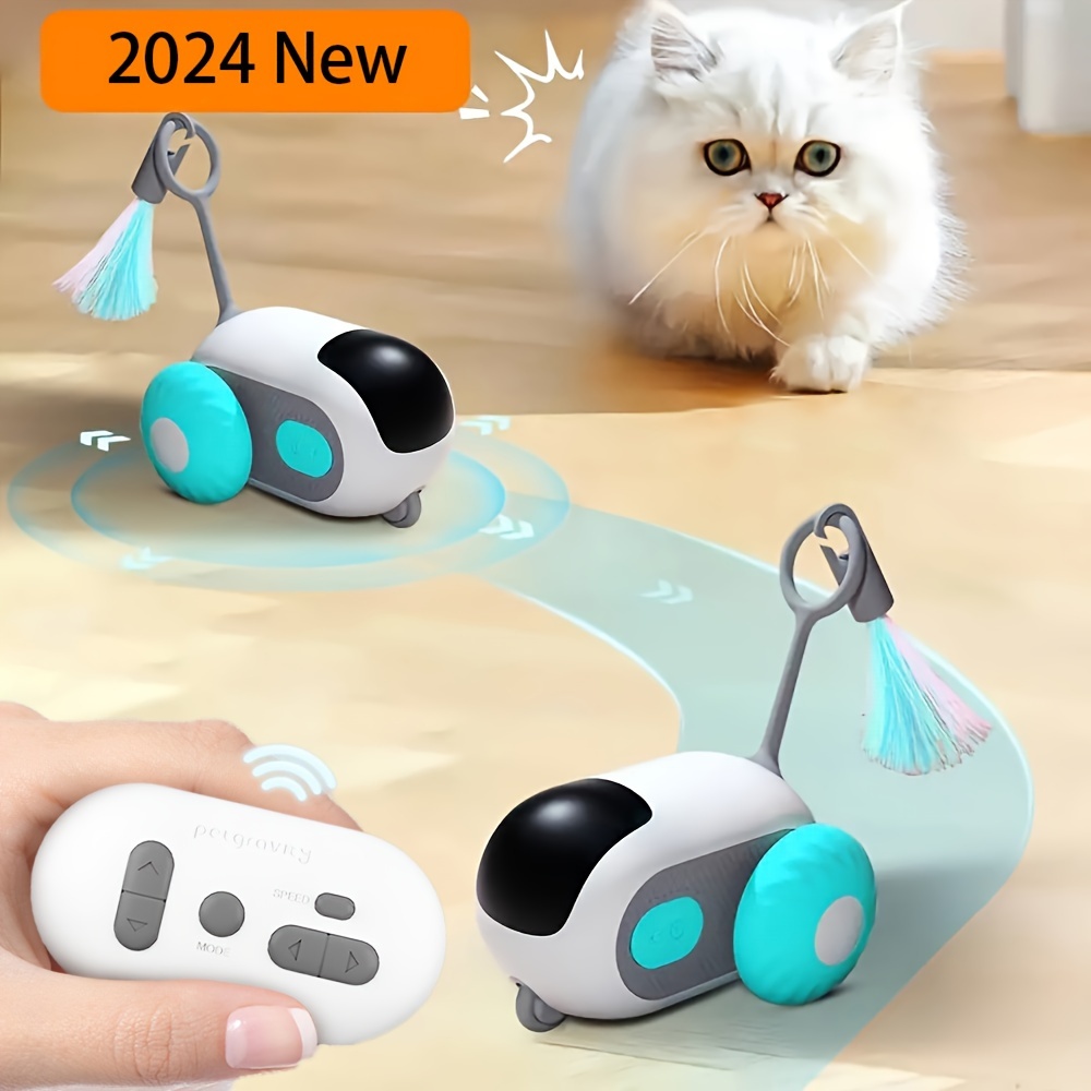 remote control electric cat toy interactive cat self happiness and boredom relief toy intelligent remote control dual mode automatic mobile car toy details 3