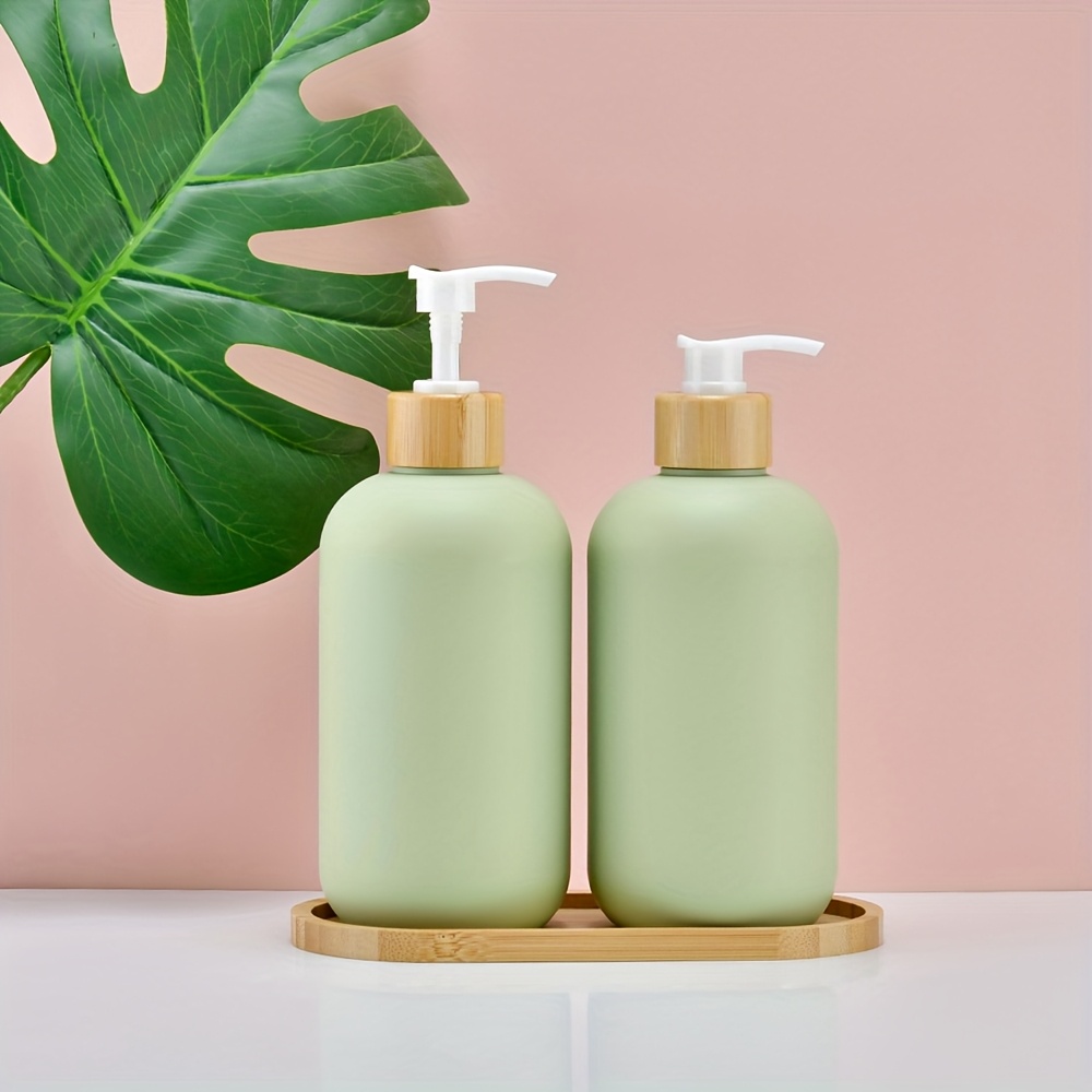 TEMU 2pcs 16.9oz Up And Down Pump Green Velvet Dispenser Bottles - Press Pump Bottles For Shampoo, Conditioner, Body Wash - Ultra-large Capacity