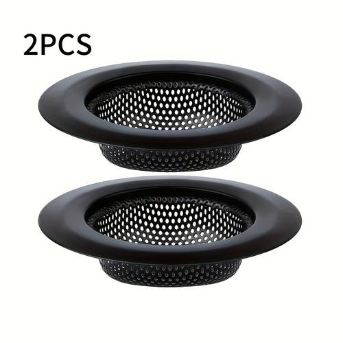 1/2 stück schwarzer edelstahl spülbecken-abflussfilter, effiziente filtration zur verstopphemmung, unverzichtbares küchenreinigungs-werkzeug, anti-verschluss, speziell für spülen, für küchenspülen, gemüsewasche-basen und badabläufe