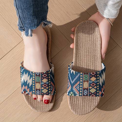 new womens bohemian style open toe flat lightweight and fashionable featuring random prints suitable for unisex casual slippers women shoes