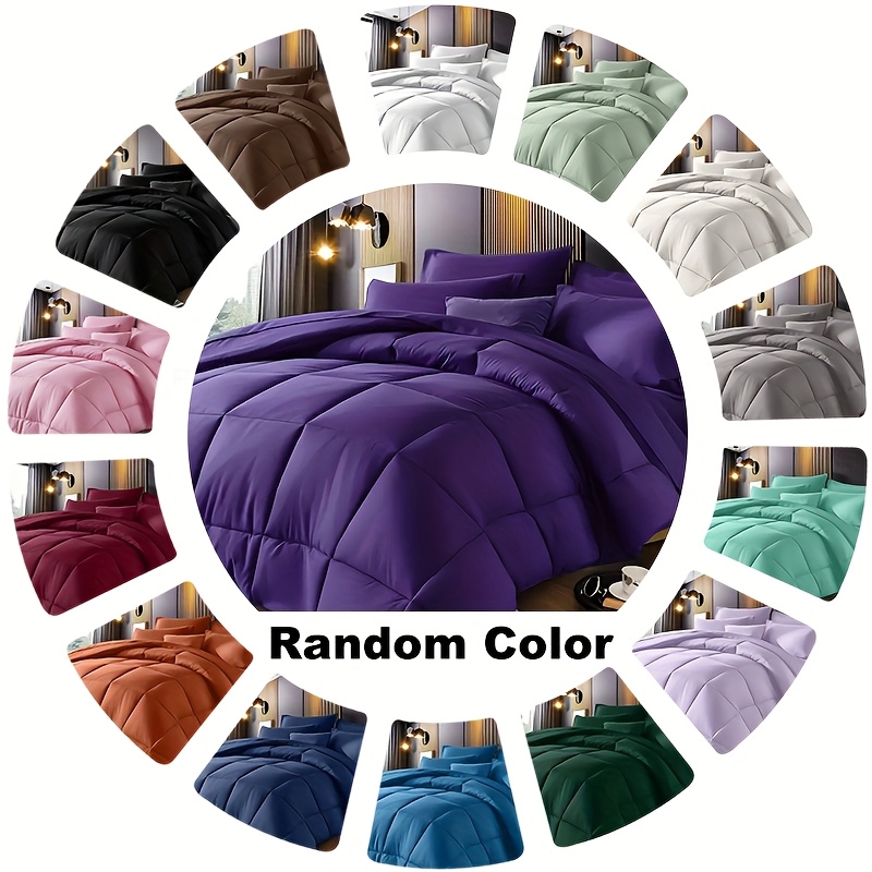 TEMU 3pcs Solid Color Comforter Set, Comforter, Includes 1/2 Pillowcases, Breathable Comforter, Warm Winter, Comfortable Winter Comforter, Soft And