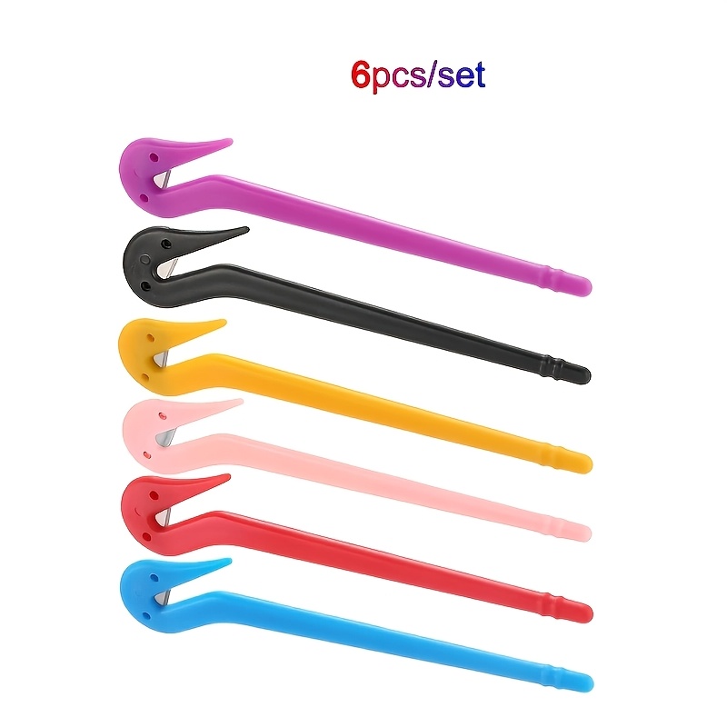 TEMU 6pcs Professional Hair Elastic Cutter Set | Durable Plastic, Ergonomic Grip, Color-coded Handles, Elastic Cutting, Ideal For Braiding, Updos,