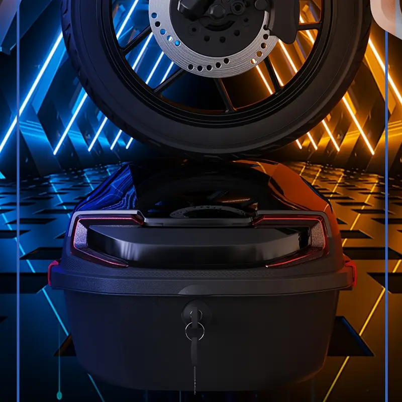 best 2 helmet universal trunk motorcycle Touring X-LARGE Top Box Tail Luggage Box KOJEM Motorcycle Tour Tail Box Scooter Trunk Luggage Top Lock Storage Universal Motorcycle Tour Tail Box Carrier Case for Honda Harley Davidson Yamaha 48L Capacity KOJEM 48L Universal Motorcycle Tour