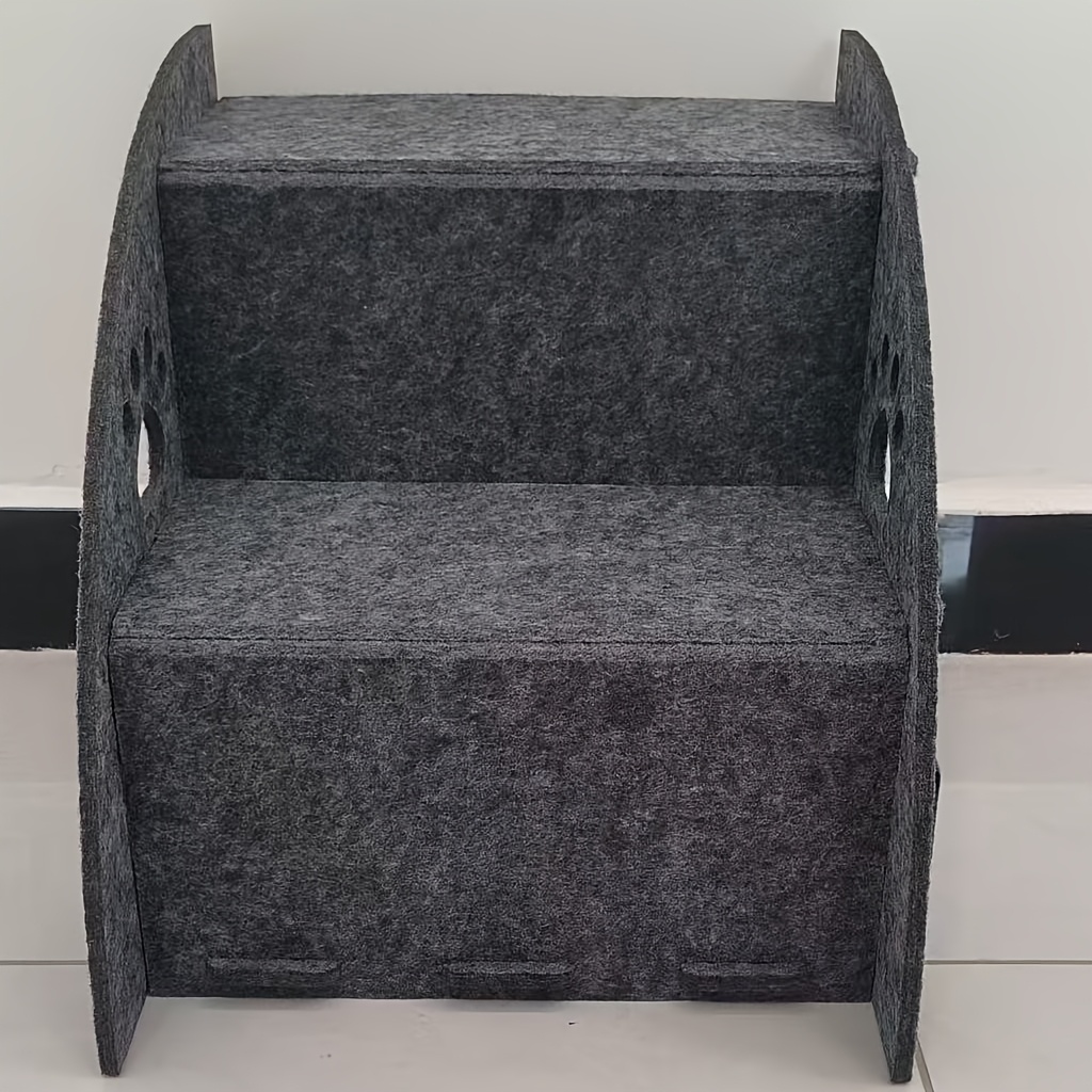 TEMU Escalier pour animaux à 2 niveaux, adapté aux lits et canapés, en feutre gris avec découpe de patte, aide à l'escalade d'intérieur, spécialement