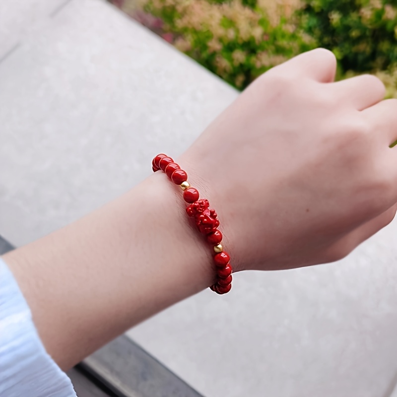 Red Cinnabar Bracelet for Women with Pixiu Charm