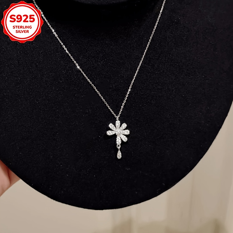 Women's S925 Silver Daisy Clavicle Chain Necklace, Gift for Her