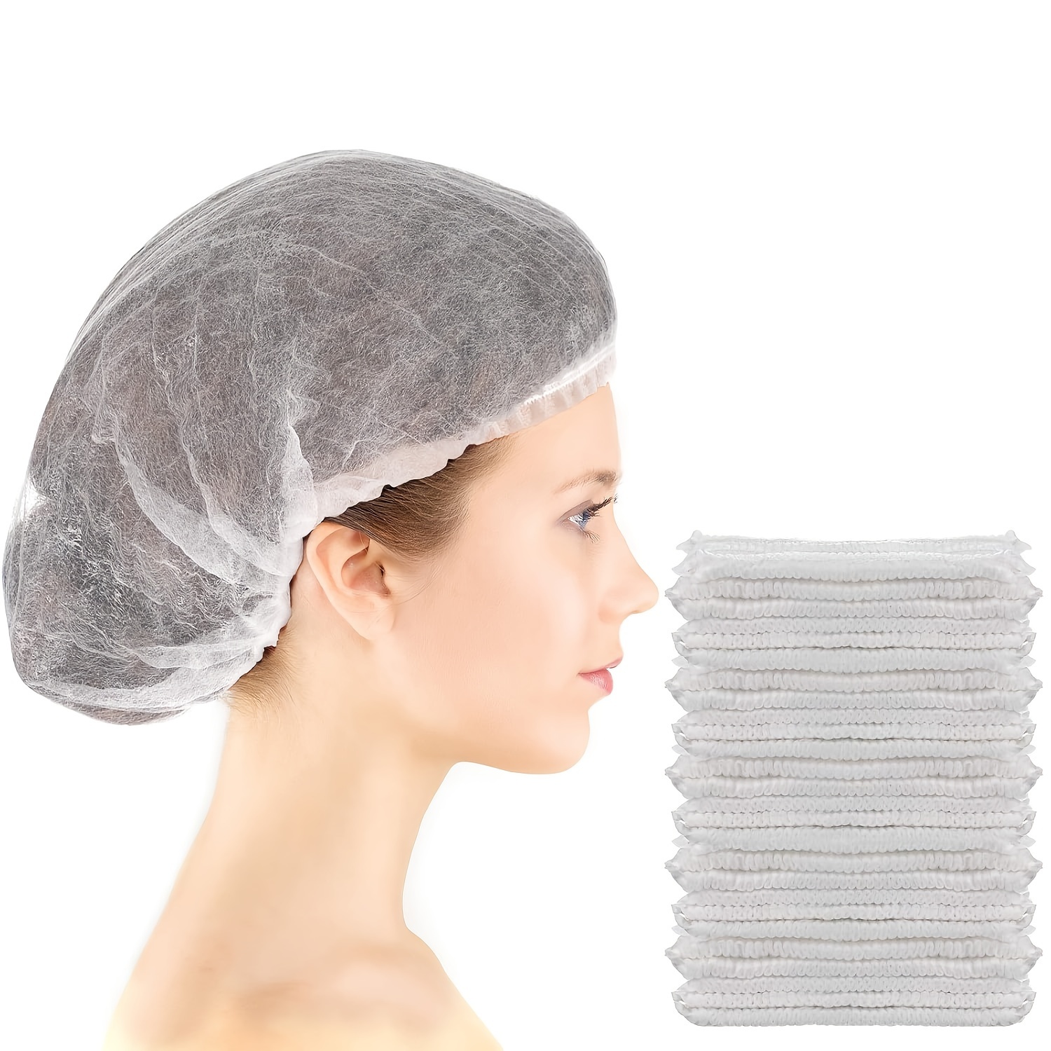 

Lot de bonnets de cheveux non tissés unisexes, couvertures de filet à cheveux jetables élastiques de 21 pouces cosmétiques, outils et de de