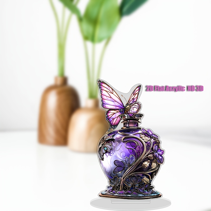 

1pc 2d Flat Purple Jar - Acrylic Desktop Decor, 8"x4.3", Perfect Gift For , Unique Office & Home Accessory