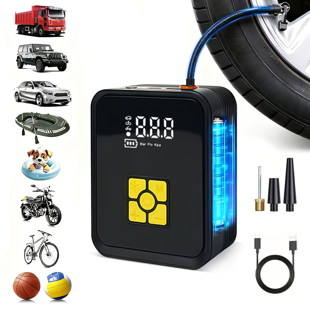 TEMU Portable Wireless Car Air Compressor Pump With & /usb- Power - Handheld Air Inflator Suitable For Tires,, Motorcycles, Bicycles - - Tire