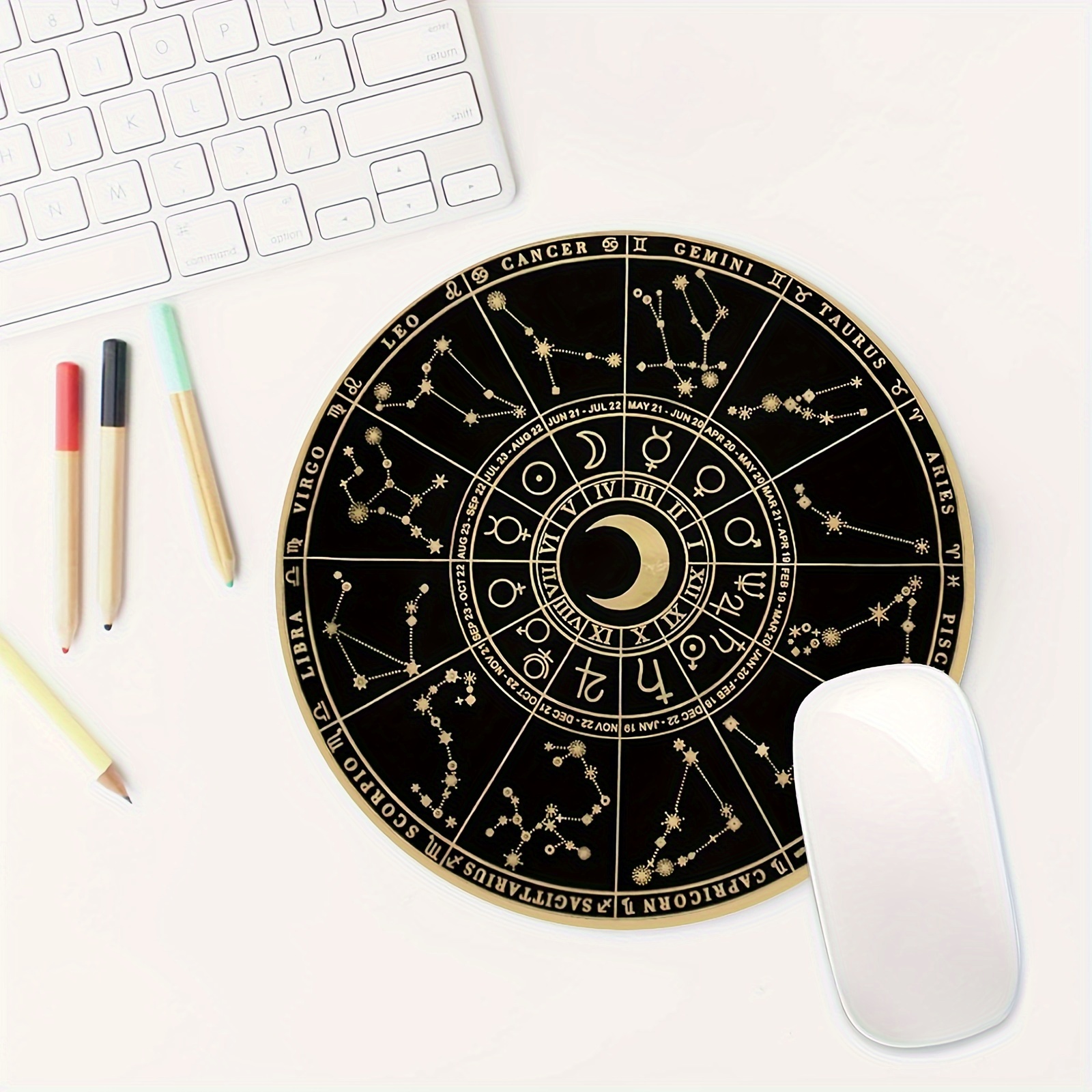 

Personalized Astrology Mouse Pad: 12 Zodiac Signs, Rubber Surface, 7.8" X 7.8", Suitable For Desktops And Laptops