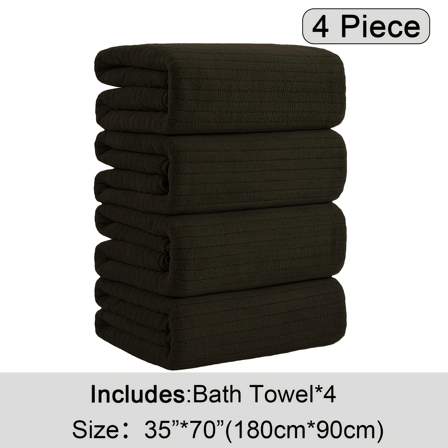 TEMU 4/8pcs Oversized Bath Towels Set 90x180cm (35.43x70.87in) Ultra Soft Absorbent Microfiber Towels In Black, Gray, Teal, Purple & White Quick Dry,