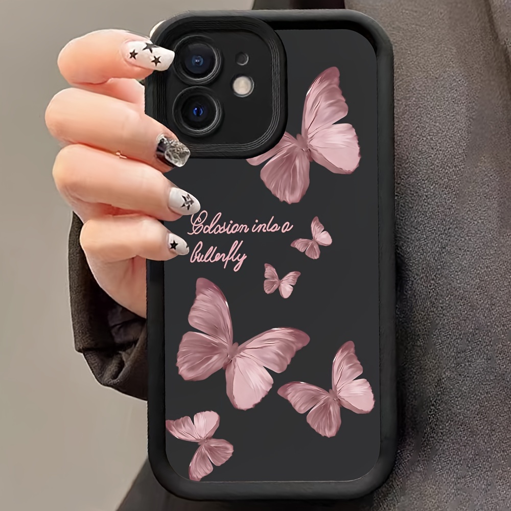 TEMU A Black Tpu Material 6 Pink Pattern Mobile Phone Case Suitable For Iphone