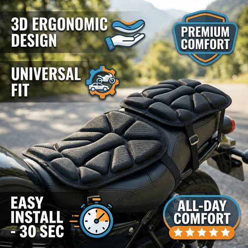 ensemble de 2 coussins de siège de moto 3d ergonomiques en mousse à de pour vtt, utv, mc, moto, ajustement universel, moto de rue, cruiser, sport, tourisme, housse de siège en respirante, support antidérapant, installation facile, soulagement de la pression, équipement de