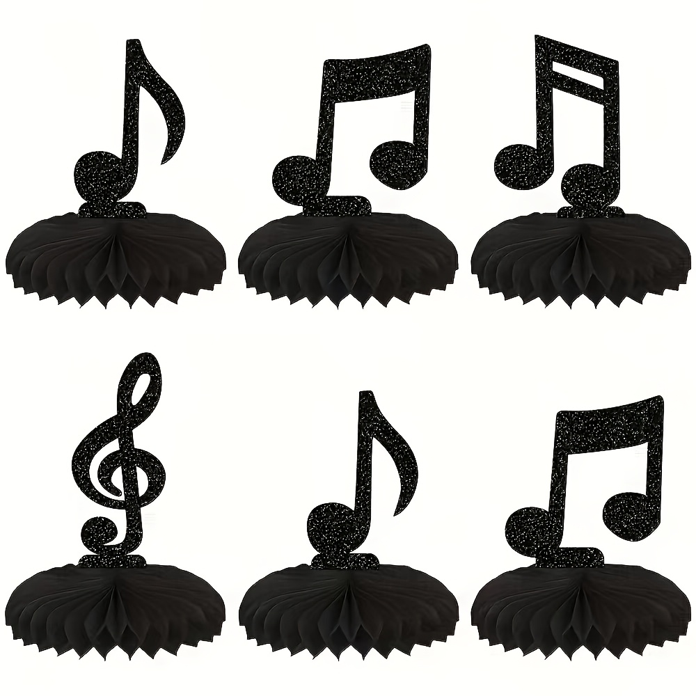 TEMU 8pcs Music Notes Honeycomb Table Centerpiece Black Glitter Musical Party Table Honeycomb Centerpieces For Music Concert Theme Bridal Shower