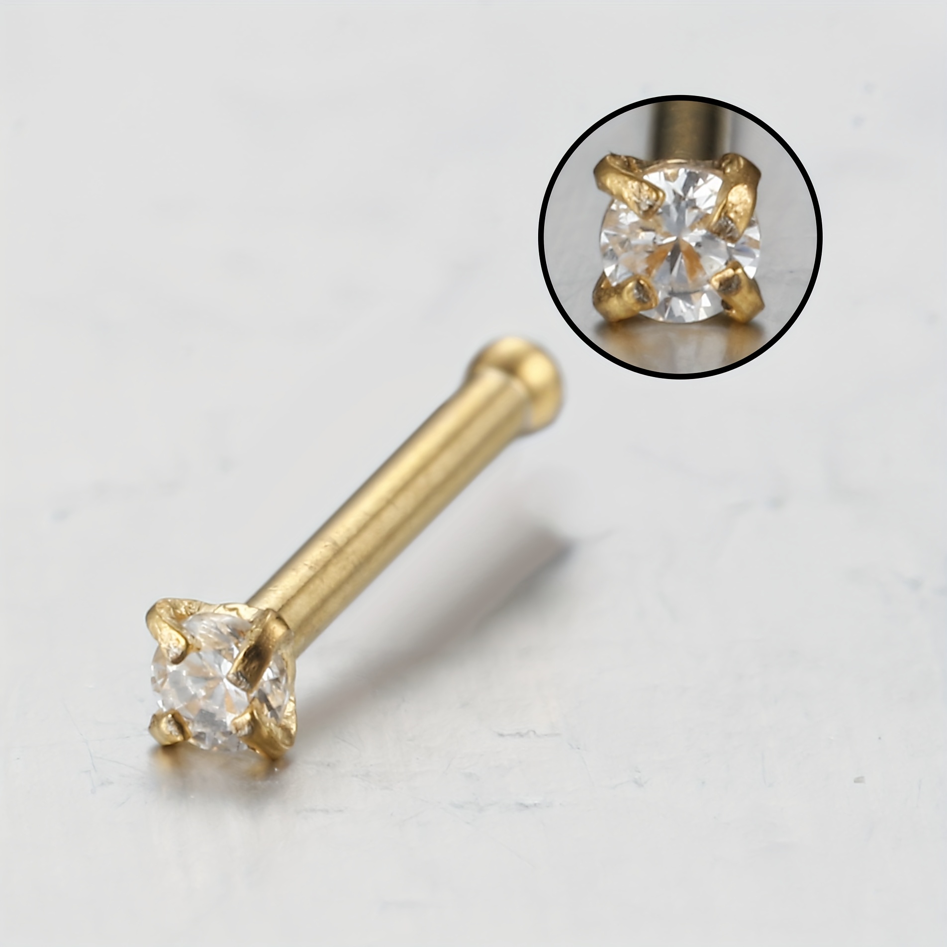 Florideco Surgical Stainless Steel Hypoallergenic Nose Rings Studs Cubic Zirconia Labret Nose Piercing Jewelry For Women Men