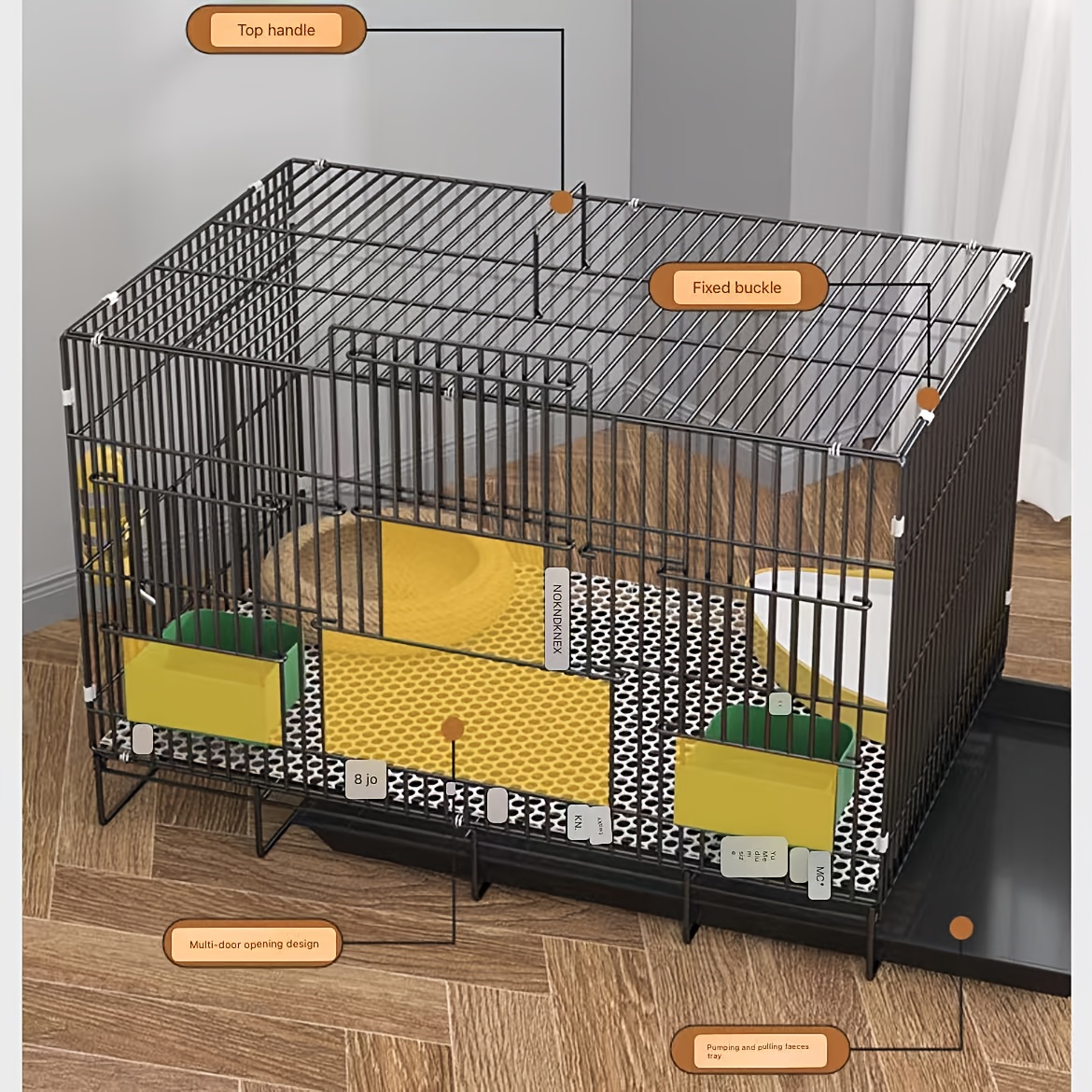 Large Heavy-Duty Rabbit Cage with Spacious Enclosure, Removable Waste Tray and Slope - Sturdy Outdoor/Indoor Pet House for Rabbits, Guinea Pigs, Hedgehogs - Easy-clean Large Animal Cage With Ventilated Mesh Walls (no Assembly Tools Needed)