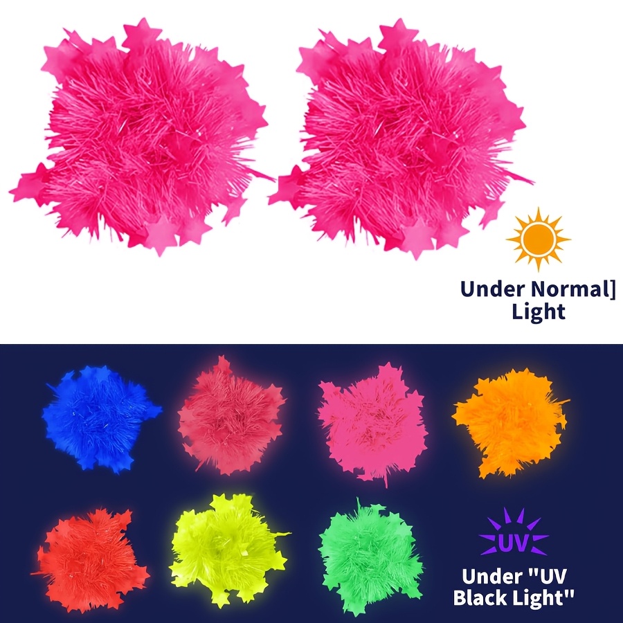 2pcs Glow In The Dark Party Bracelet, Neon Fluorescent Blacklight Bracelet Party Favors, Tinsel Garland Bracelets,black Light Reactive Glow In The Dark &halloween,school