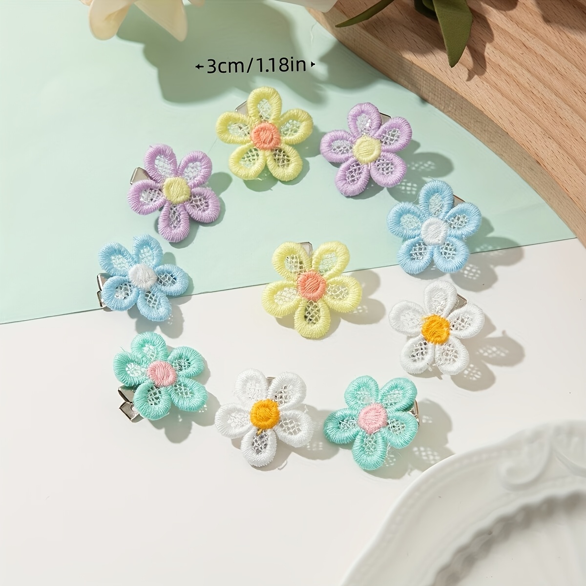 TEMU 10pcs Set Of Hollow-out Embroidered Hair Clips For, Suitable For And Banquets