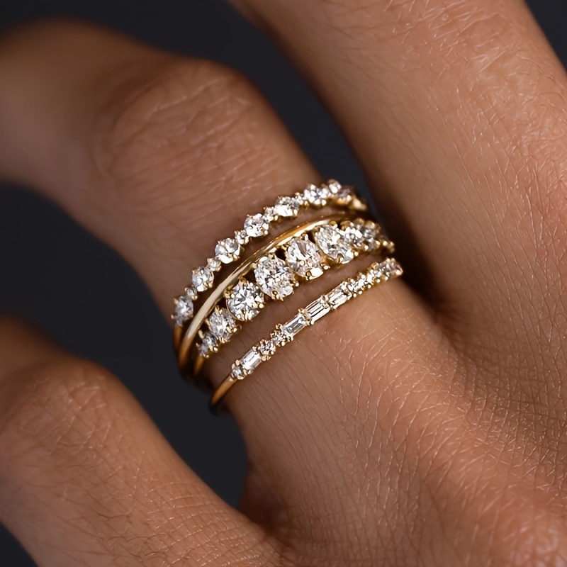 

4pcs/set Minimalist Bridal Set Brilliant Cut Cz Ring Stack Everyday Stackable Ring Set - For Women - Engagement Ring