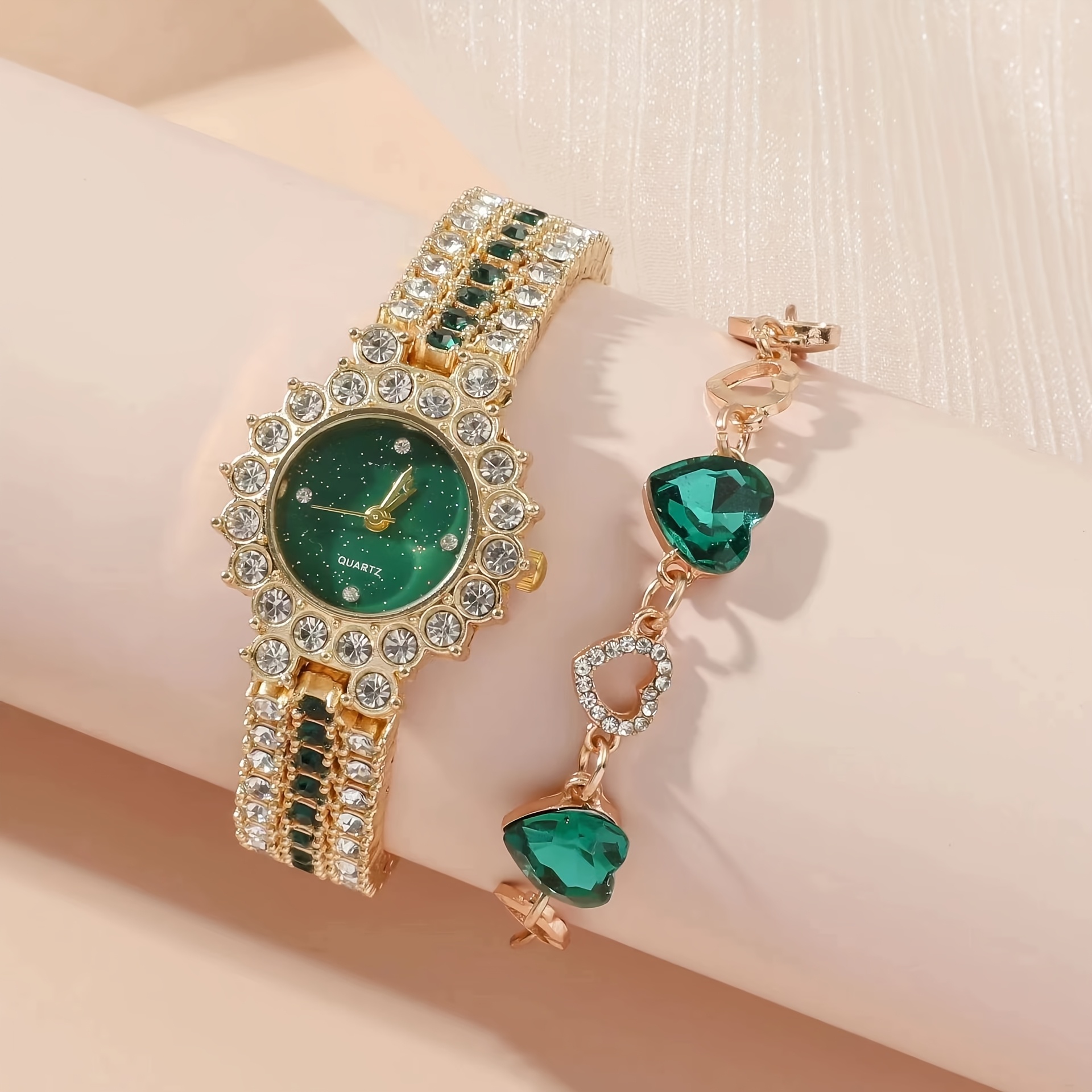 5pcs elegant womens jewelry set wrist watch non round alloy case non rechargeable button battery details 1