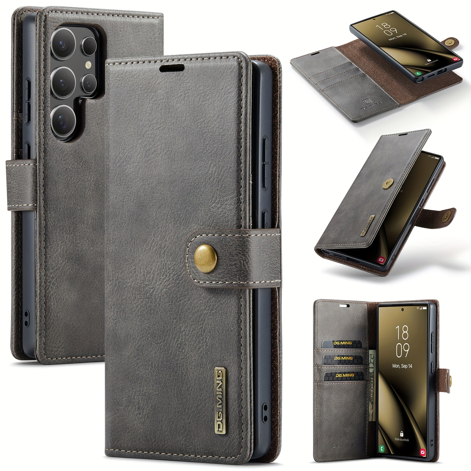 TEMU Phone Case: Magnetic Wallet Case For Galaxy S26/s25/edge/s24 Fe With Card Holder, Detachable Synthetic Leather Kickstand Case With Card Slots