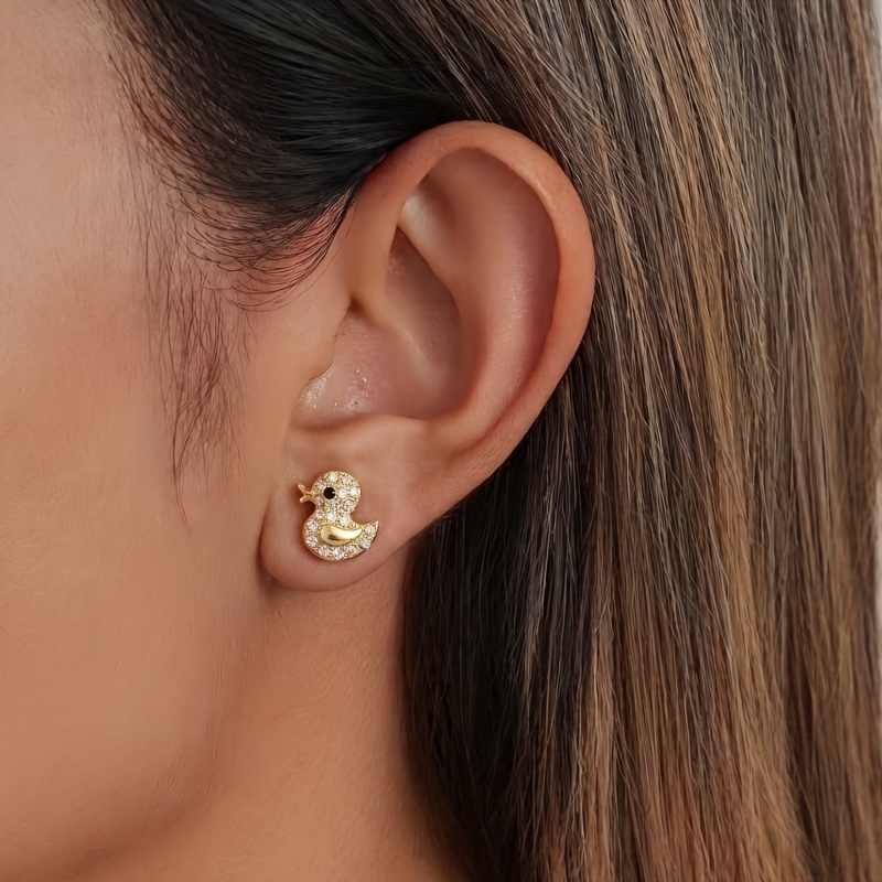 TEMU 1 Pair Stud Earrings Suitable For Daily Wear & Parties, Plated Earrings For, Cute , Easter, Wear, Animal-themed Ear