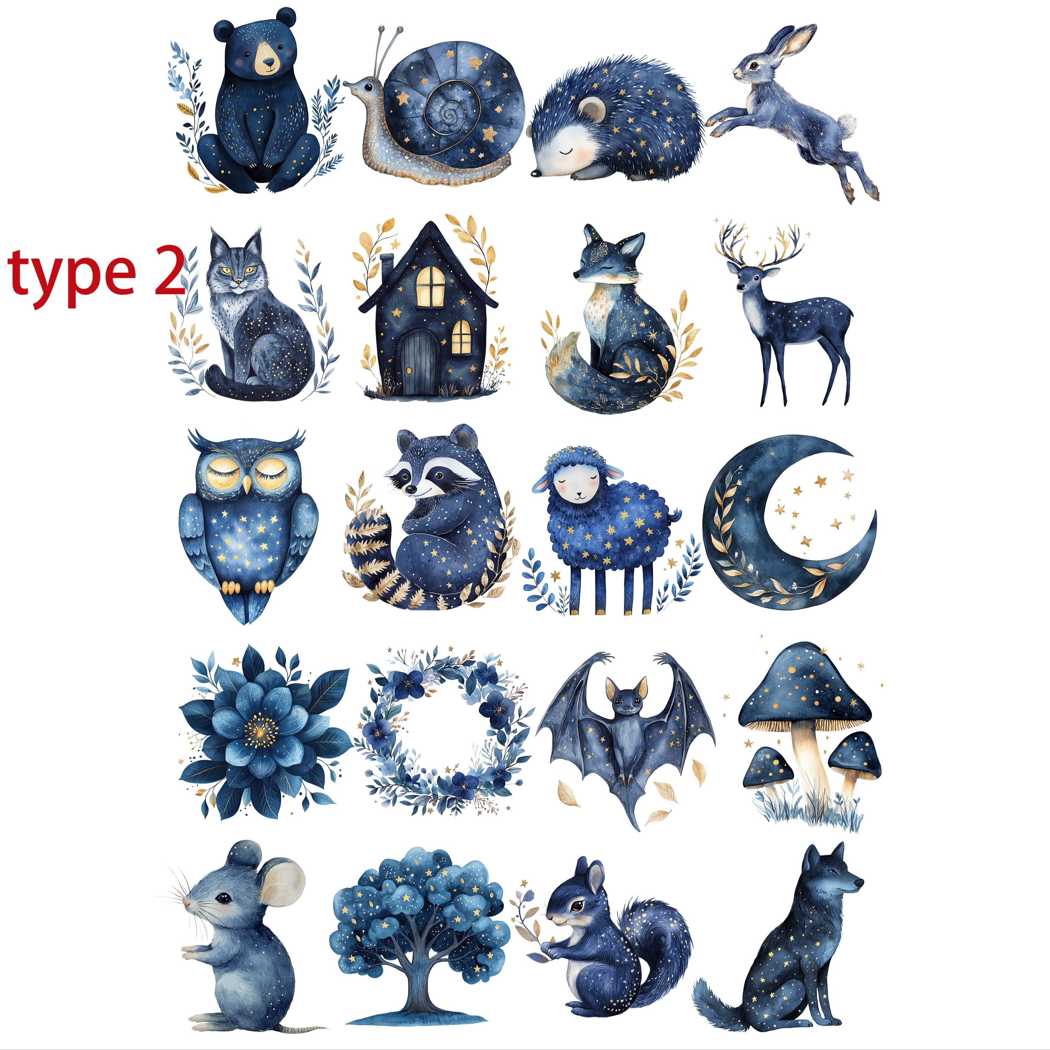 Image of 1 Pack Of Forest Animal And Floral Stickers For Diy Scrapbooking, Journals, Notebooks, Photo Albums, Photo Stationery, Materials, Junk Journal Diy Stickers