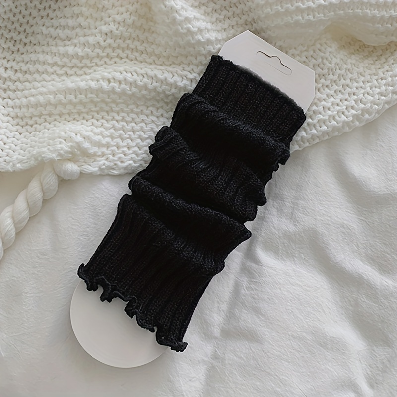 TEMU 1-pair/3-pair Set Women' Color Ruffle Sock Sleeves, Autumn/winter Black, White, Gray, Simple And Versatile Warm Leg Sleeves