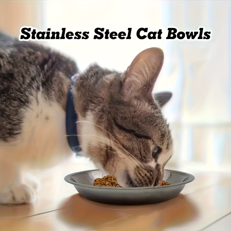 3pcs 7pcs set stainless steel cat bowls anti slip pet tableware wide and lightweight design suitable for   easy to clean suitable for cats and dogs large diameter pet food and water bowls   washed in the dishwasher Product details 4