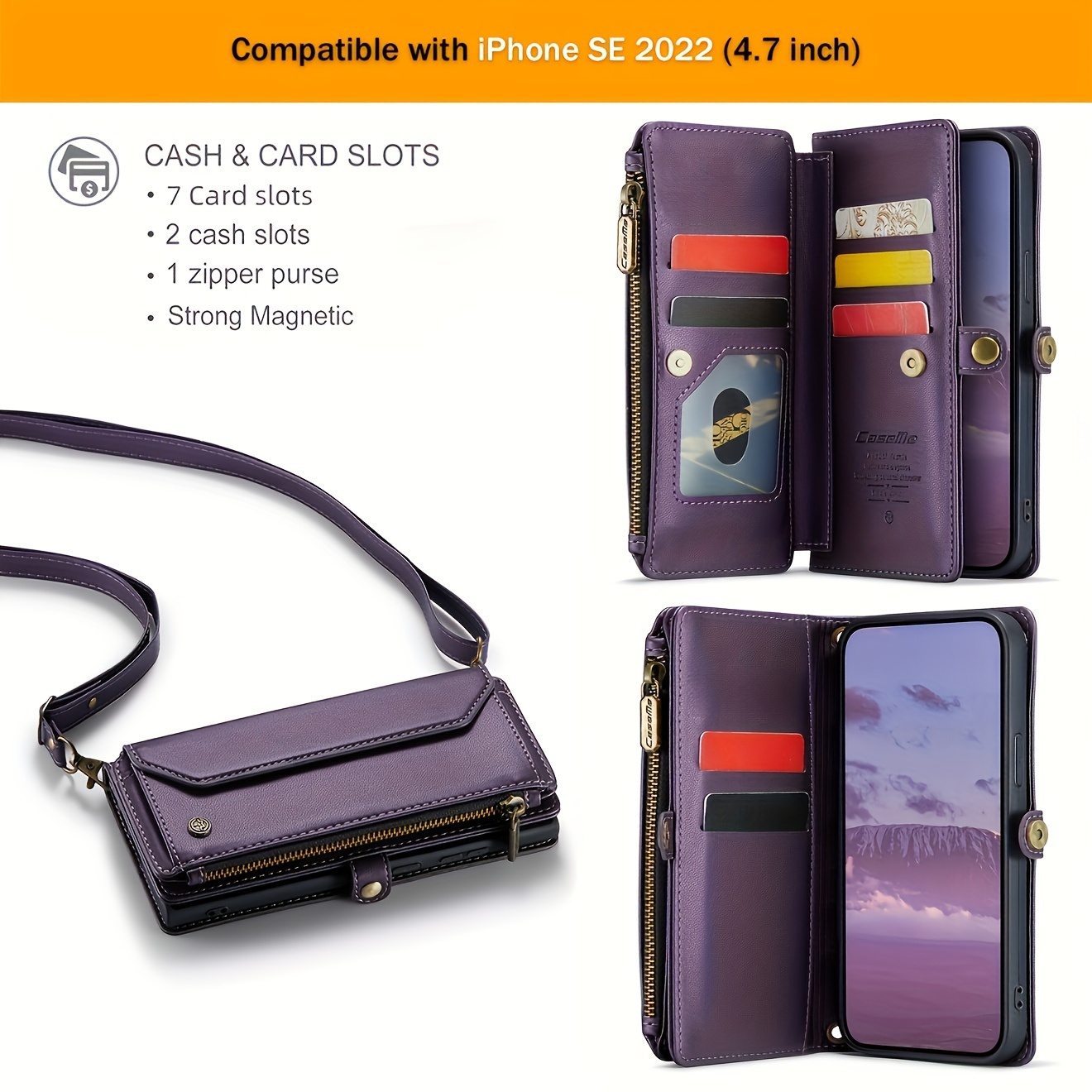 Wallet Phone Case Support Wireless Charging with Blocking Card Holder, Flip Folio Book Faux Leather Protective Phone Cover for iPhone 16e/16/11/12/13/14/15 Pro Max/15 Plus/13 Mini/7/8 Plus/SE 2022/SE 2020 - Image 114