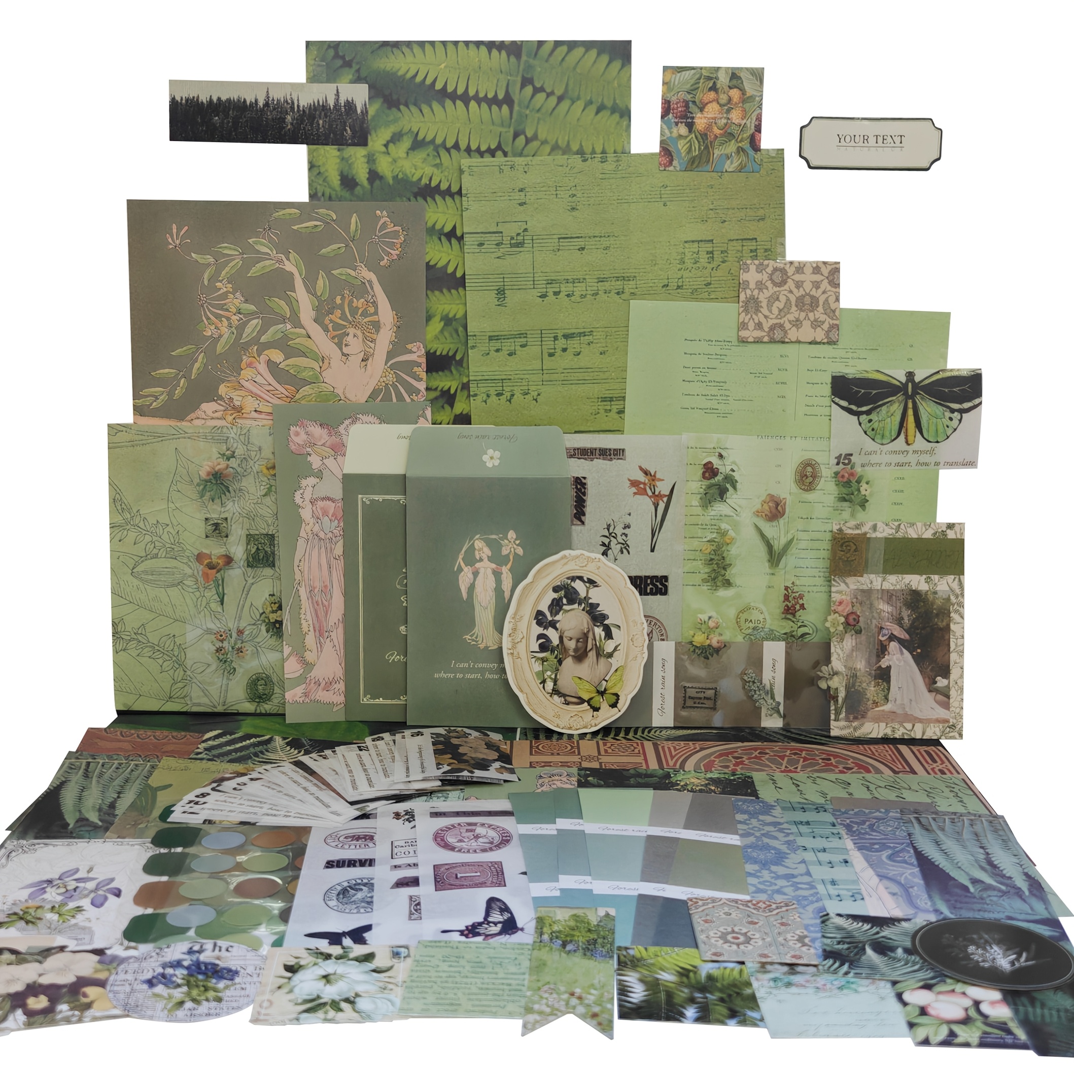 Image of Vintage Forest Kit For Beginners, Aesthetic Junk Journal Supplies, Scrapbooking And Journaling Materials, Journals Stationery, Planner Arts Craft, Adults