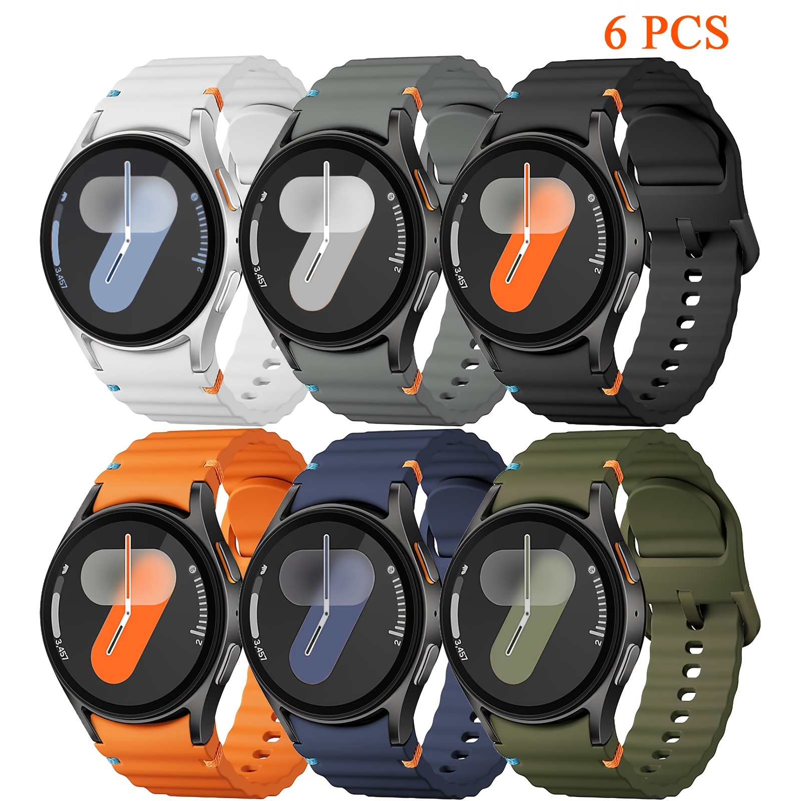 TEMU Juego de 6 correas para for Samsung for Galaxy Watch, compatibles con Watch 7/6/5/4/FE/Sport, correa de hebilla y expandible adecuada para for